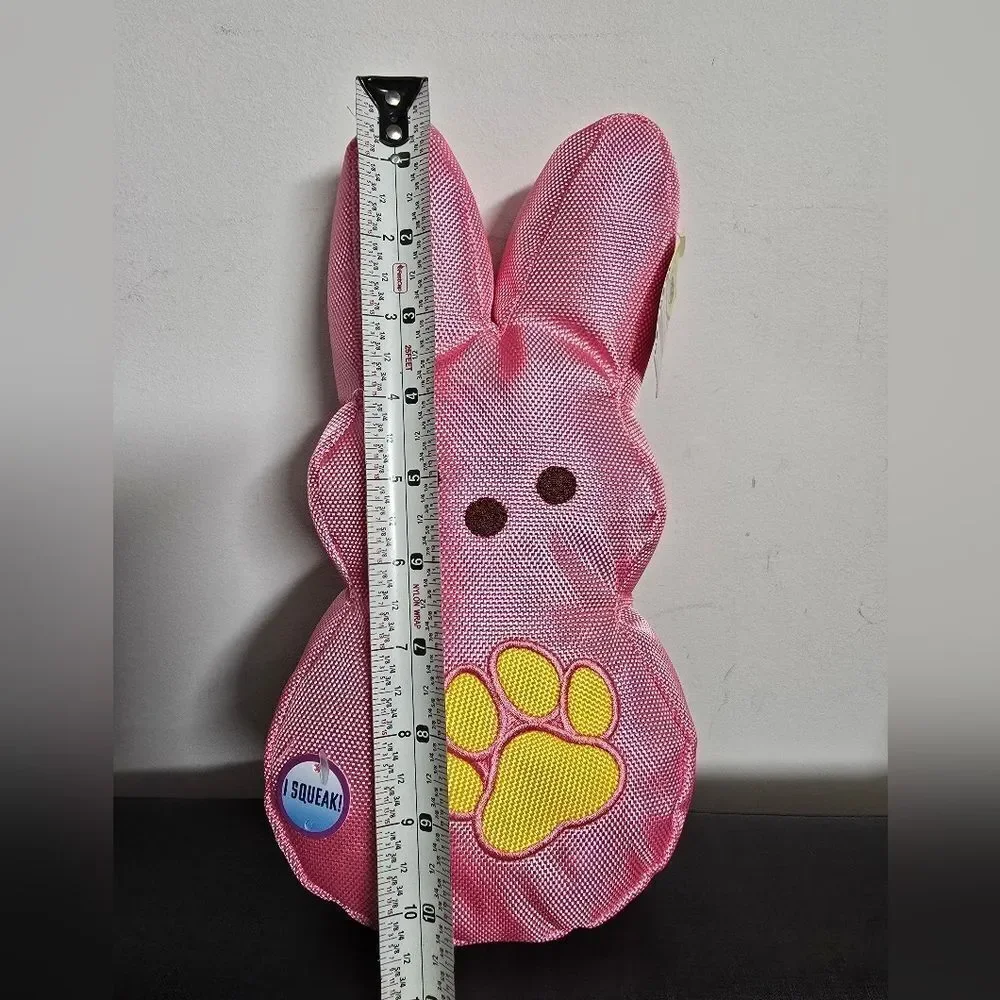 Nwt Easter Pink Peeps Bunny Squeak Dog Toy Plush 10,5